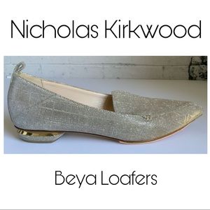 BEYA IRIDESCENT SILVER-GOLD LOAFERS - SZ 39.5